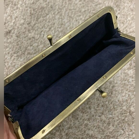 Handmade Cowhide Lemon Print Kisslock Small Clutch/Cosmetic bag/Phone Case - Picture 12 of 13